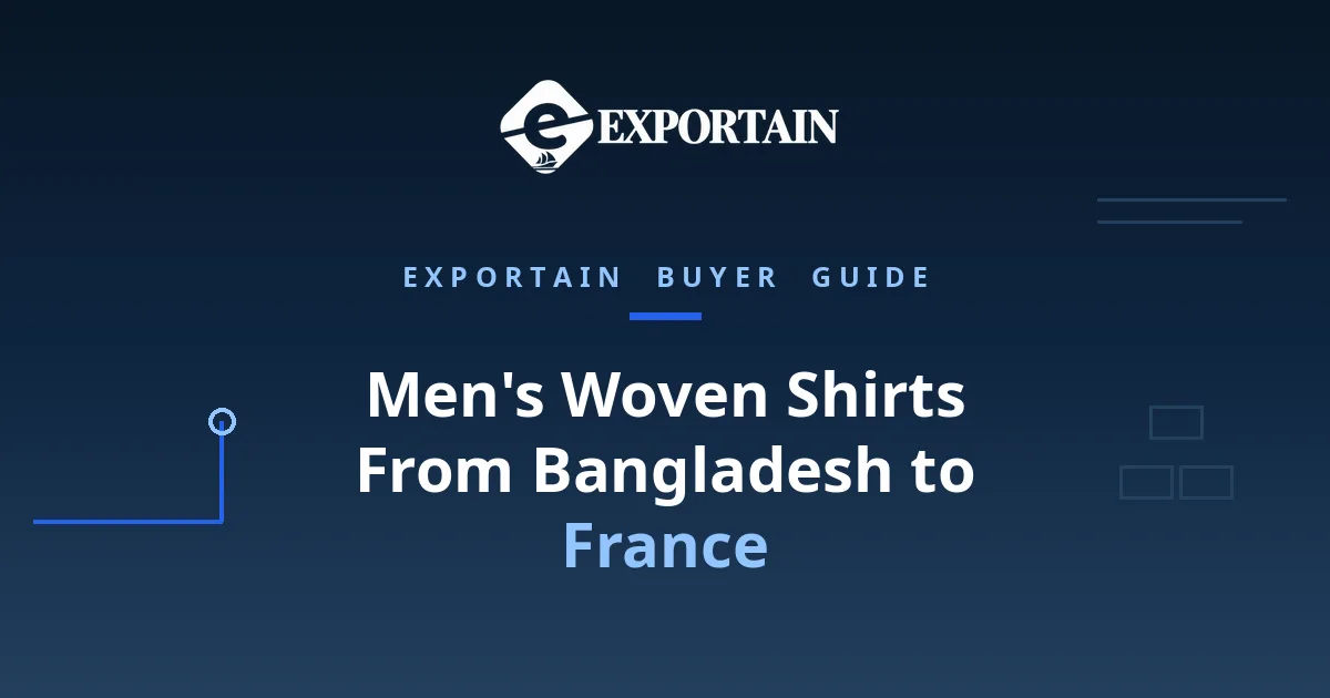 Navy title card: Men's Woven Shirts From Bangladesh to France