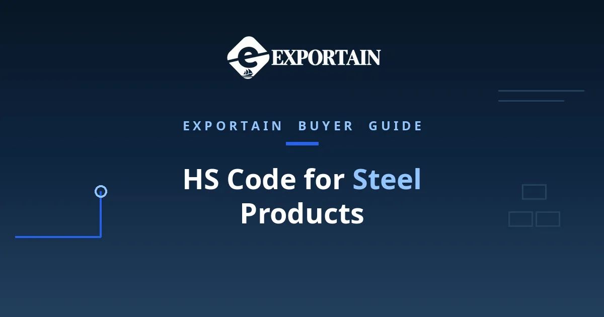 Navy title card: HS Code for Steel Products classification guide