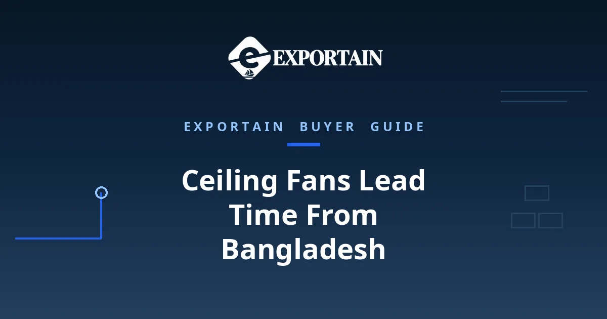 Navy title card: Ceiling Fans Lead Time From Bangladesh, production and shipping timeline