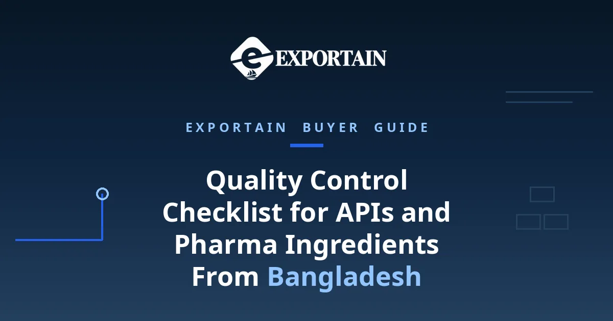 Navy title card: Quality Control Checklist for APIs and Pharma Ingredients From Bangladesh