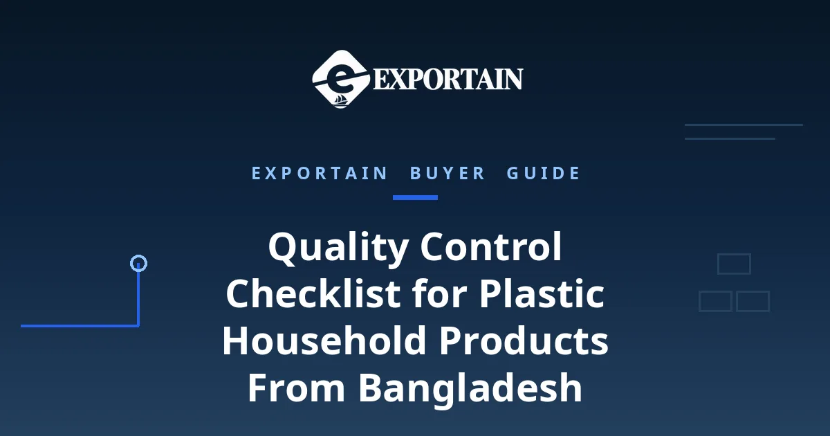 Navy title card: Quality Control Checklist for Plastic Household Products From Bangladesh