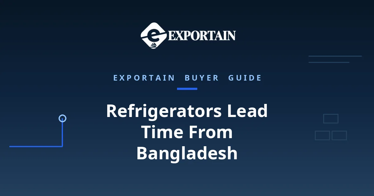 Navy title card: Refrigerators Lead Time From Bangladesh, production and shipping timeline