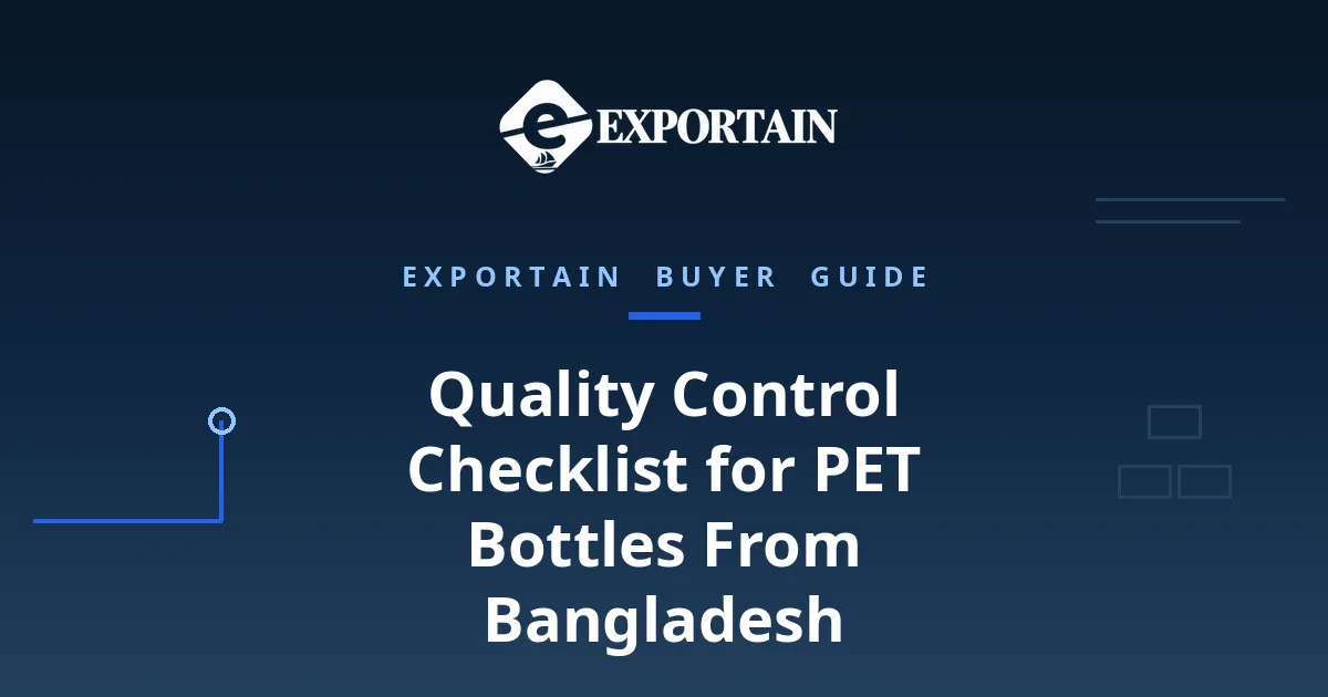 Navy title card: Quality Control Checklist for PET Bottles From Bangladesh