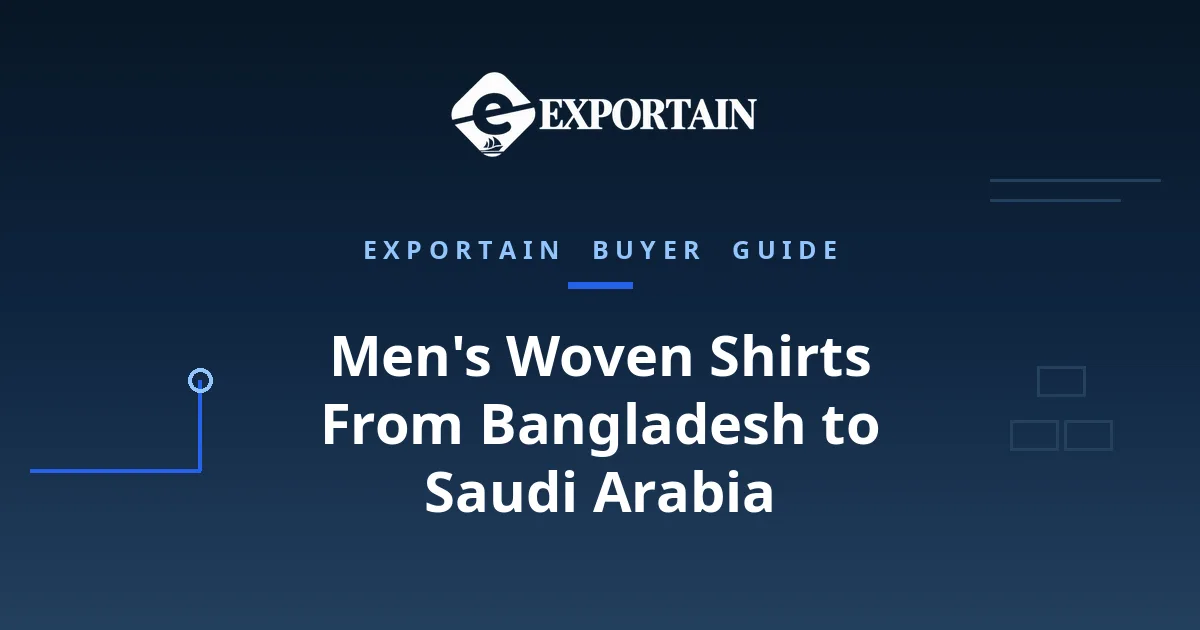 Men's woven shirts from Bangladesh to Saudi Arabia: Exportain buyer guide title card