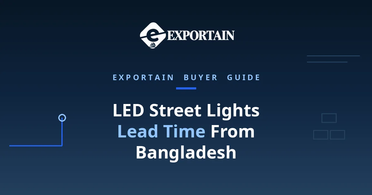 Navy title card: LED Street Lights Lead Time From Bangladesh, Exportain Buyer Guide