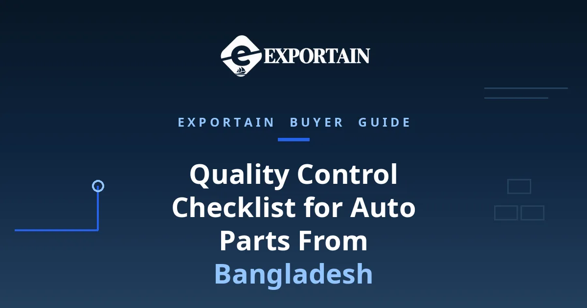 Navy title card: Quality Control Checklist for Auto Parts From Bangladesh