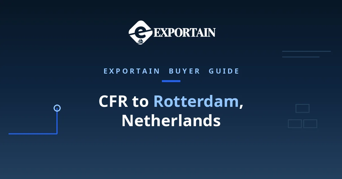 Navy title card: CFR to Rotterdam, Netherlands costs, EU VAT and steps