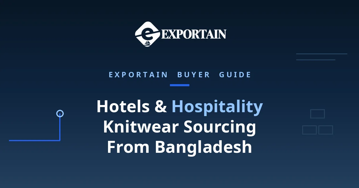 Navy title card: Hotels and Hospitality Knitwear Sourcing From Bangladesh, for hotel buyers