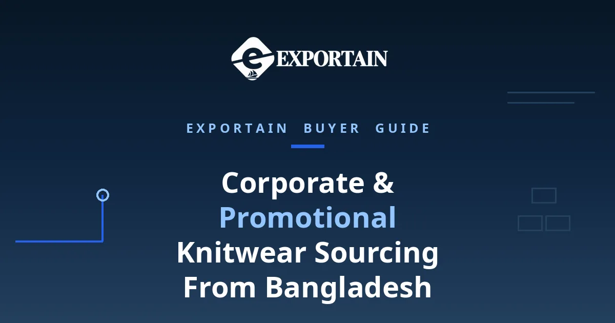 Navy title card: Corporate and promotional knitwear sourcing from Bangladesh