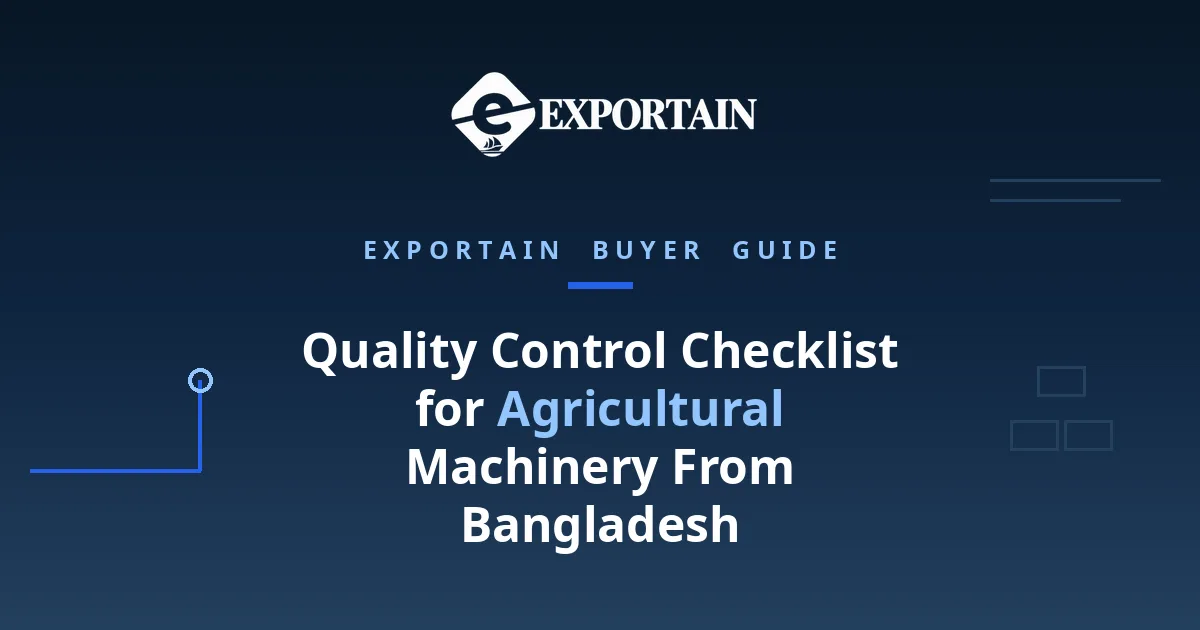 Navy title card: Quality Control Checklist for Agricultural Machinery From Bangladesh