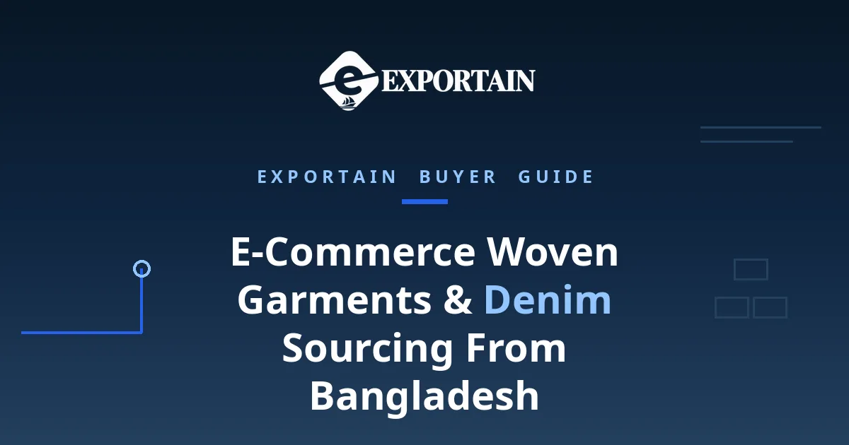 Navy title card: E-commerce woven garments and denim sourcing from Bangladesh