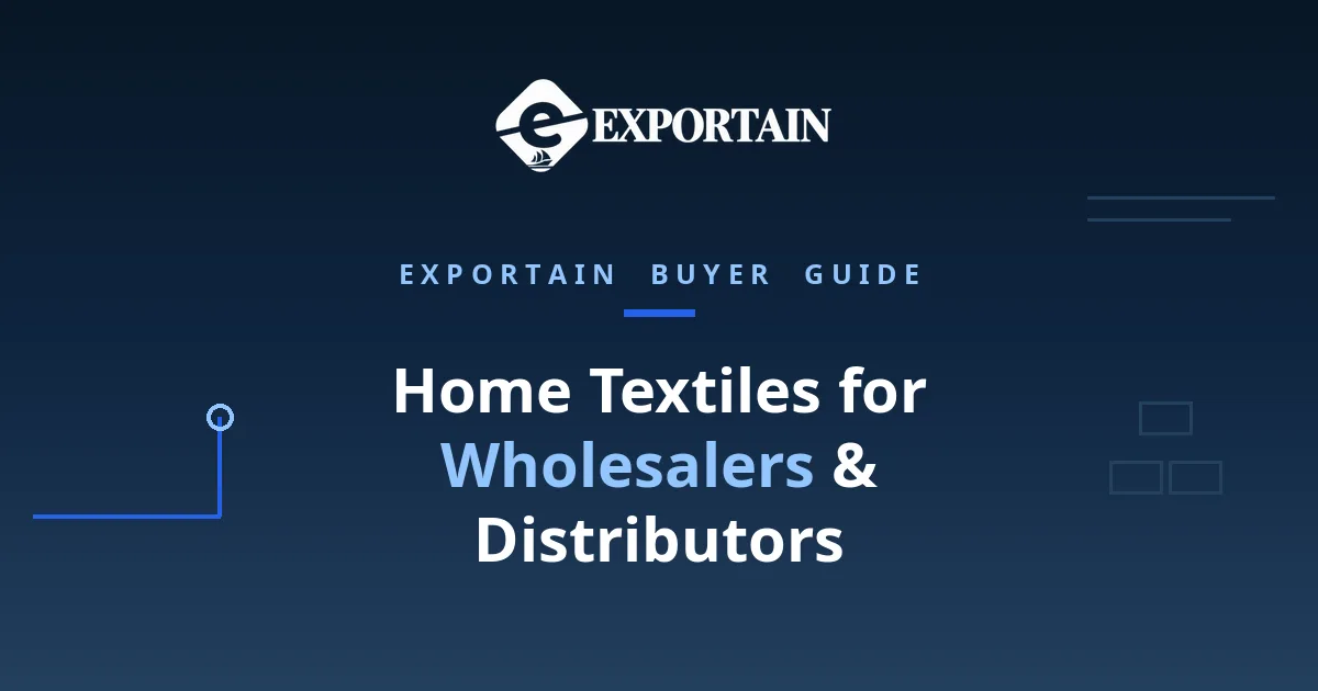 Navy title card: Home Textiles for Wholesalers and Distributors From Bangladesh