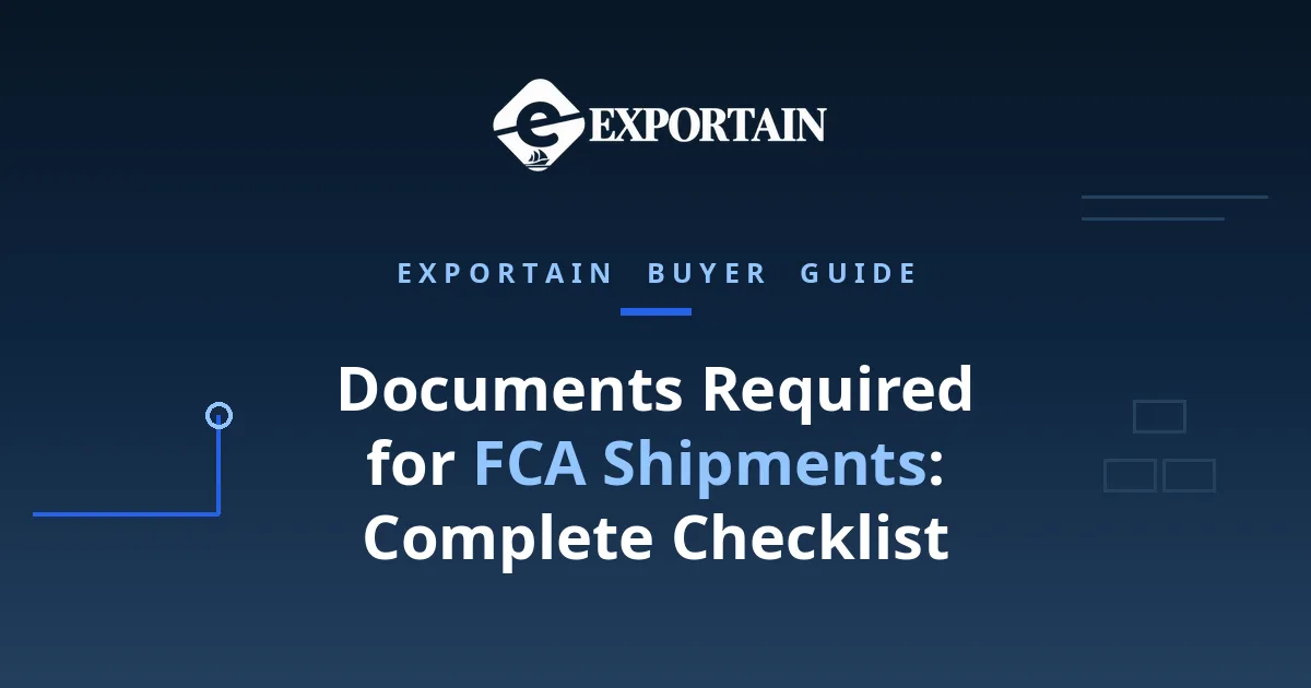 Navy title card: Documents Required for FCA Shipments Checklist