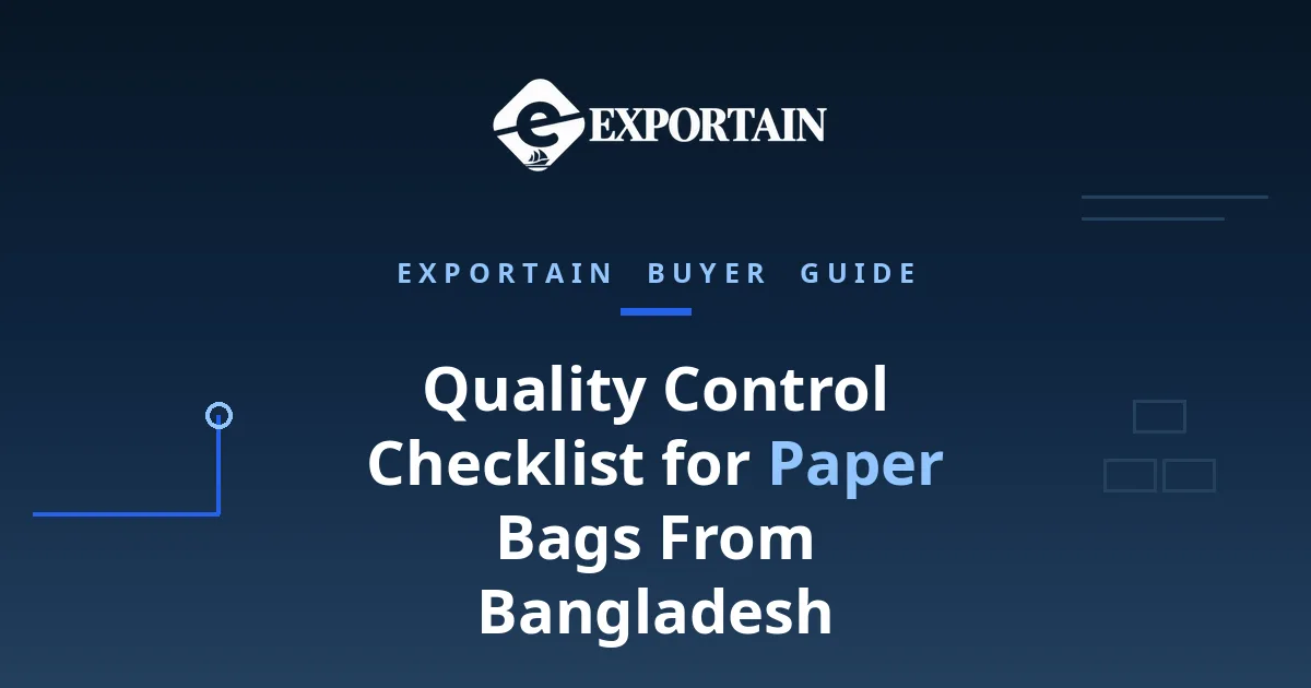 Navy title card: Quality Control Checklist for Paper Bags From Bangladesh