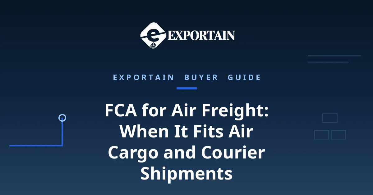 Navy title card: FCA for Air Freight, airport handover and courier rules