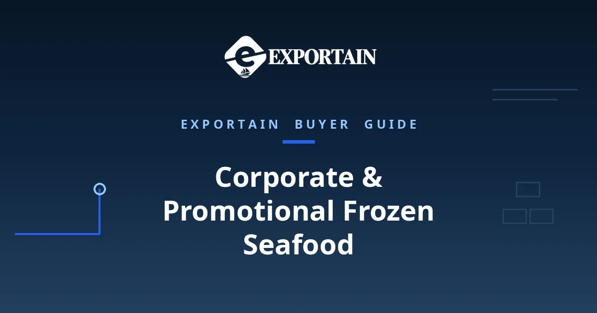 Navy title card: Corporate and Promotional Frozen Seafood