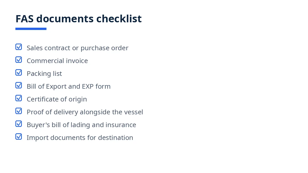 Diagram: FAS documents checklist with tick boxes