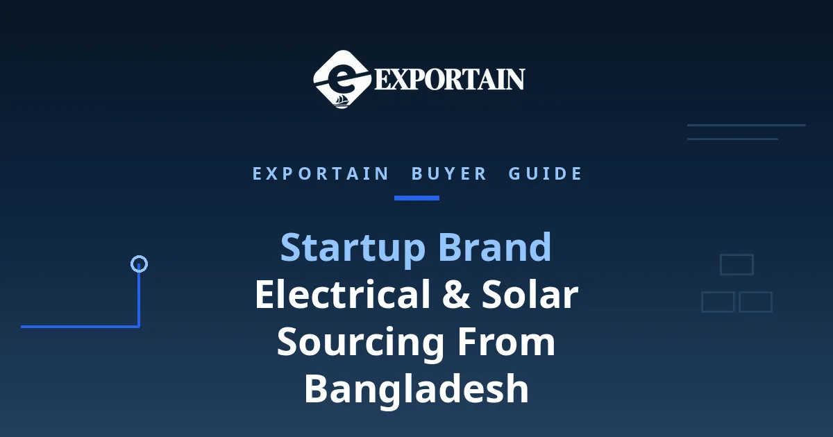 Navy title card: Startup Brand Electrical & Solar Sourcing From Bangladesh
