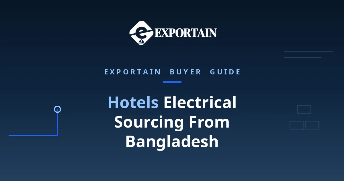 Navy title card: Hotels Electrical Sourcing From Bangladesh, fit-out guide for hotels
