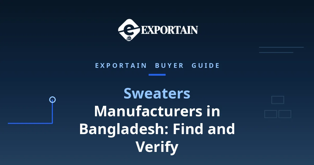 Navy title card: Sweaters Manufacturers in Bangladesh, find and verify