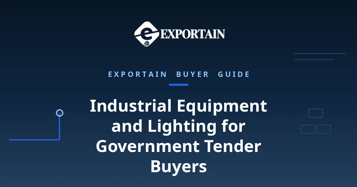 Navy title card: Industrial equipment and lighting sourcing from Bangladesh for government tender buyers