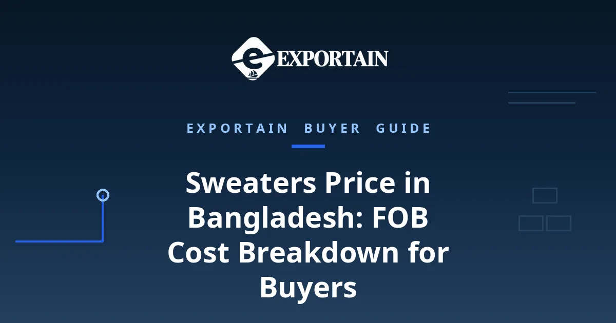 Navy title card: Sweaters Price in Bangladesh, FOB cost breakdown for buyers