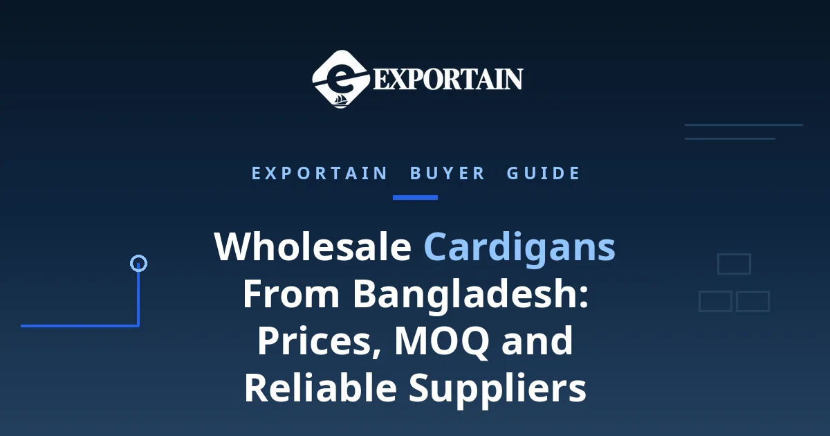 Navy title card: Wholesale cardigans from Bangladesh, prices, MOQ and supplier checks