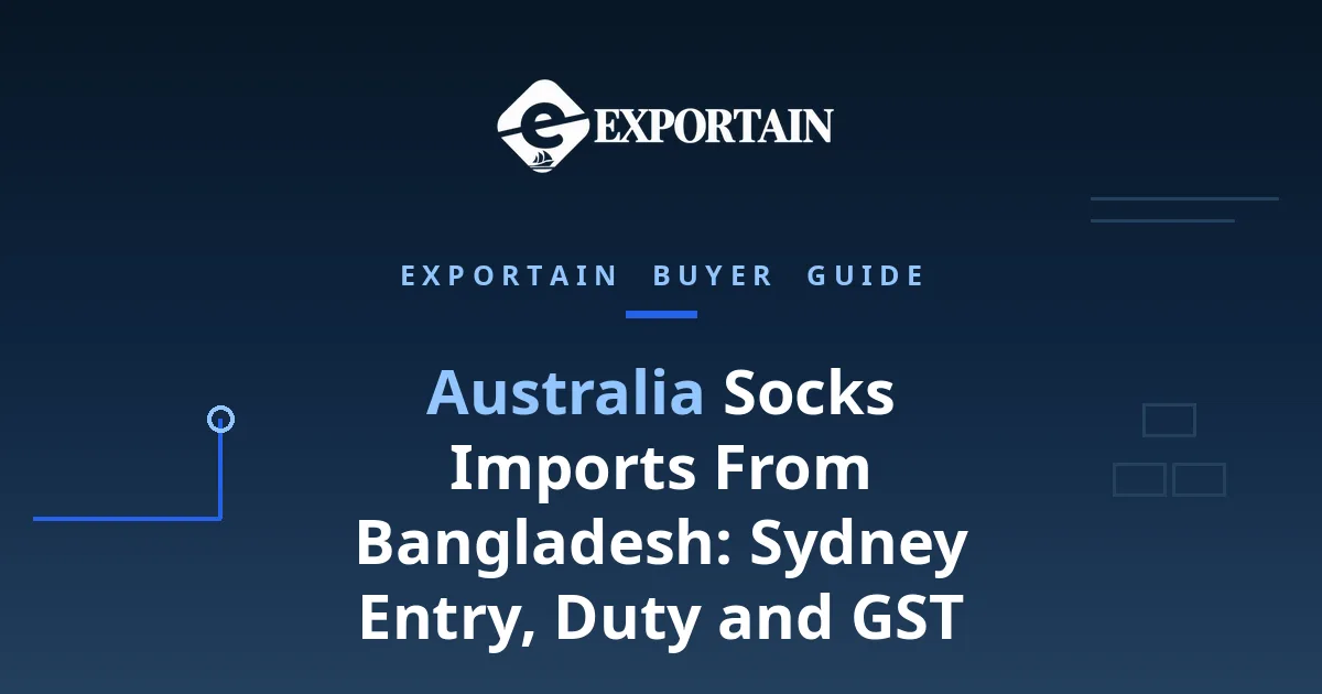 Navy title card: Australia Socks Imports From Bangladesh, Sydney entry, duty and GST
