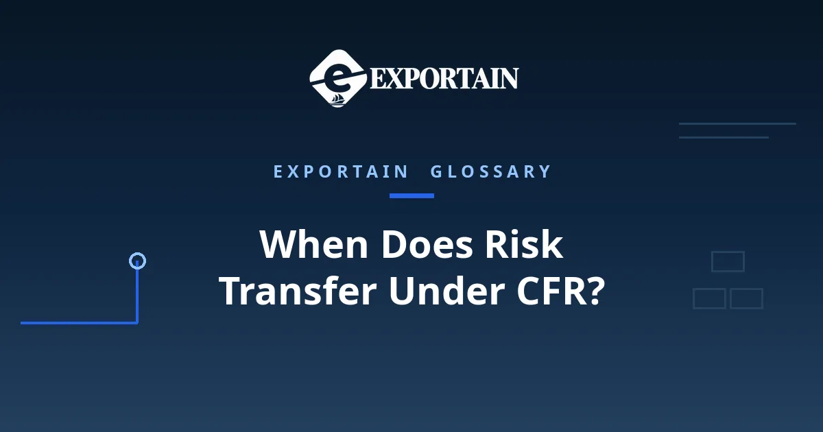 Navy title card: When Does Risk Transfer Under CFR? with Risk Transfer highlighted