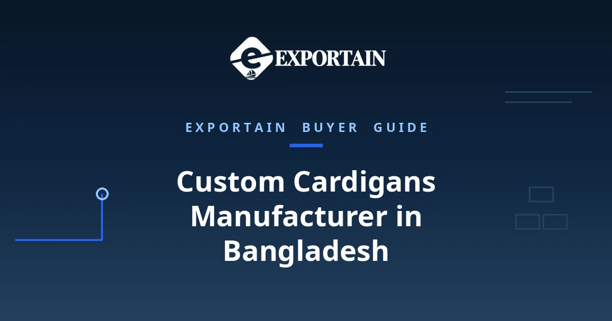 Navy title card: Custom Cardigans Manufacturer in Bangladesh, OEM process from tech pack to bulk