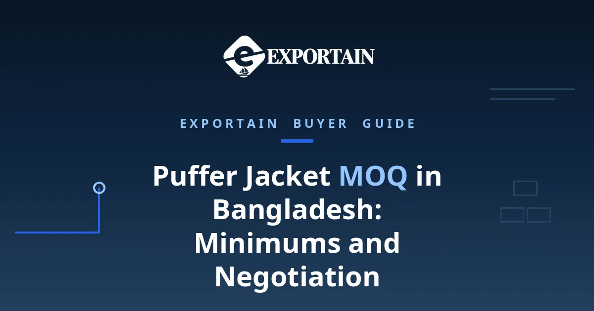 Navy title card: Puffer Jacket MOQ in Bangladesh, minimums and negotiation for buyers