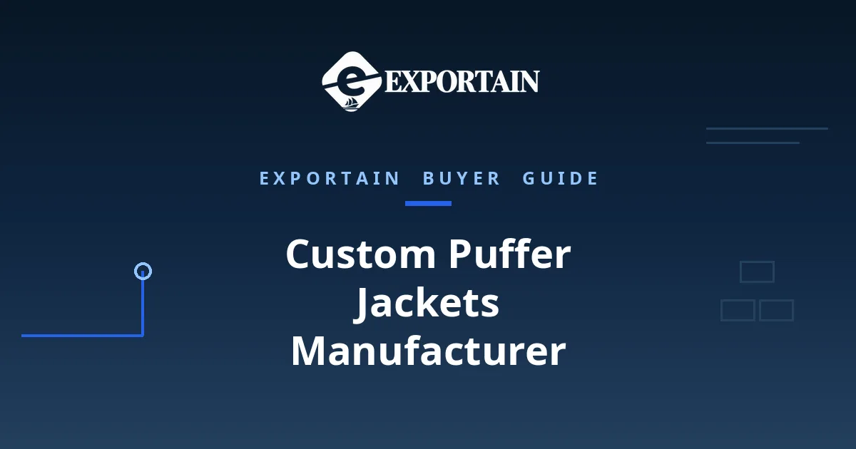 Navy title card: Custom Puffer Jackets Manufacturer, an OEM process guide