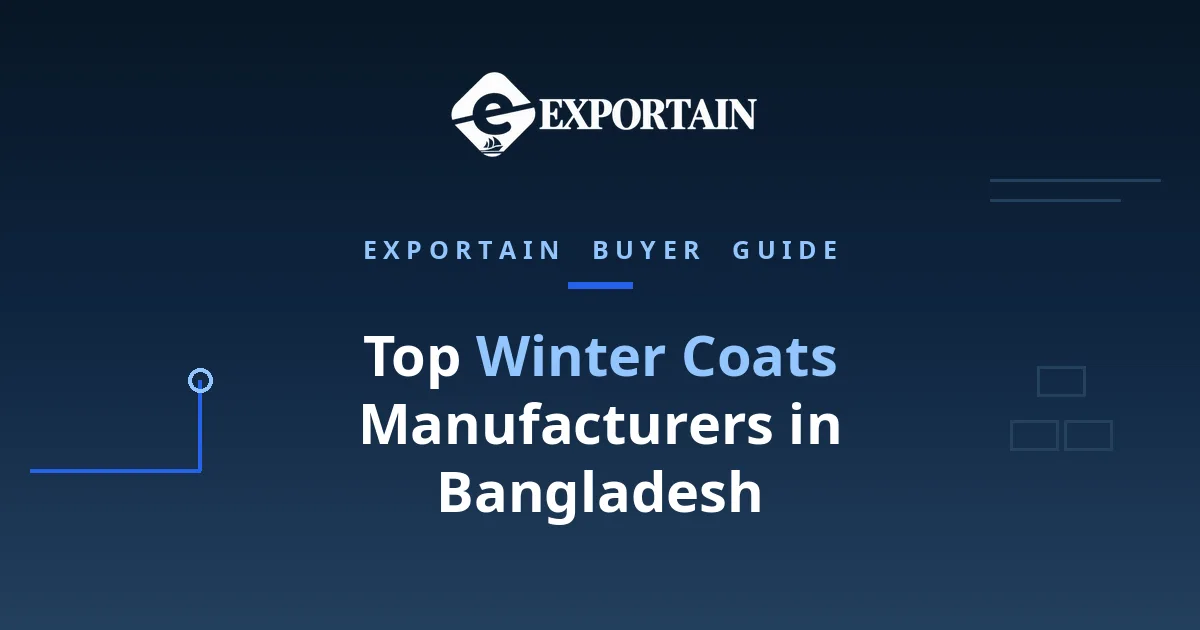 Navy title card: Top Winter Coats Manufacturers in Bangladesh, buyer guide