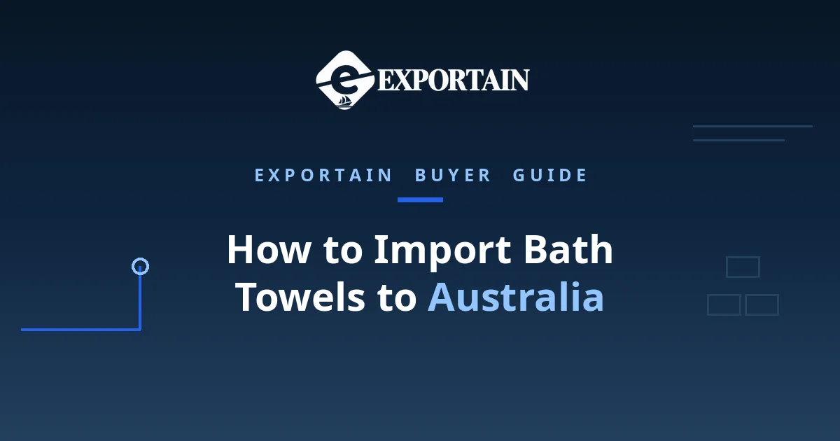 Navy title card: How to Import Bath Towels to Australia, with Australia highlighted