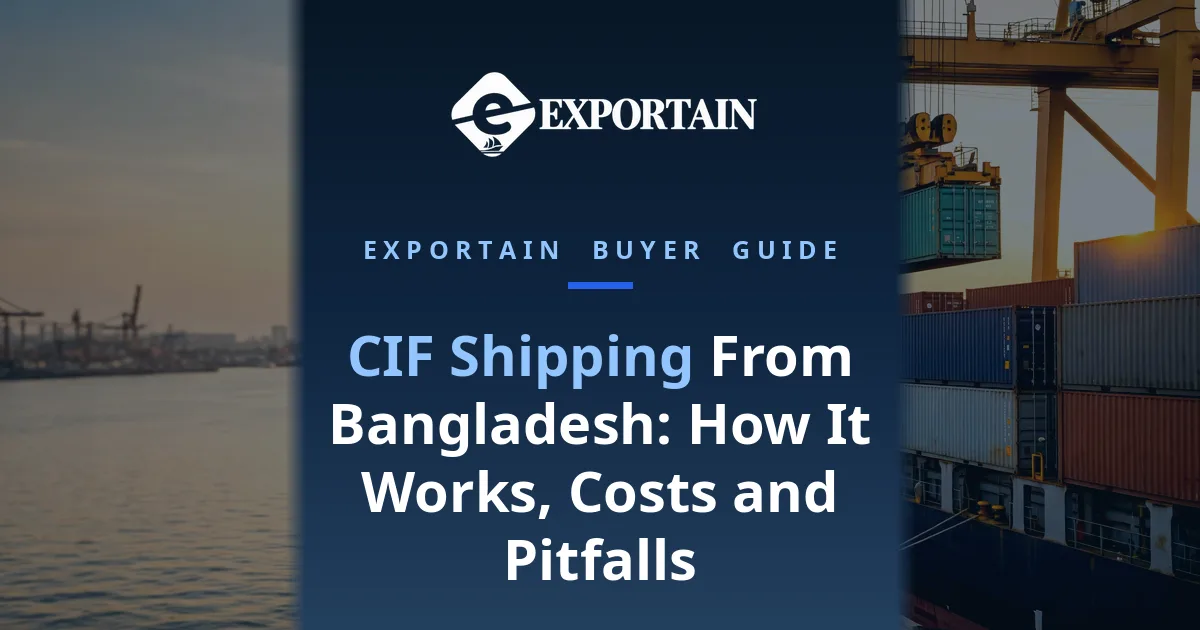 Shipping CIF From Bangladesh – a container ship being loaded by gantry cranes at Chittagong port at golden hour
