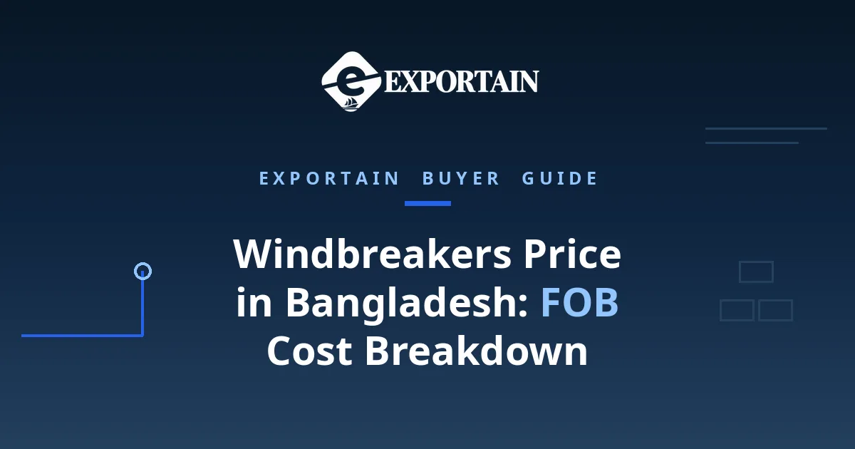 Navy title card: Windbreakers Price in Bangladesh, FOB cost breakdown for buyers