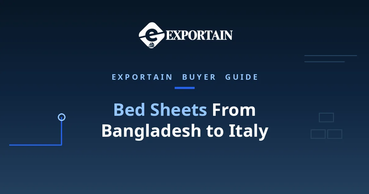 Navy title card: Bed Sheets From Bangladesh to Italy, with Bed Sheets highlighted