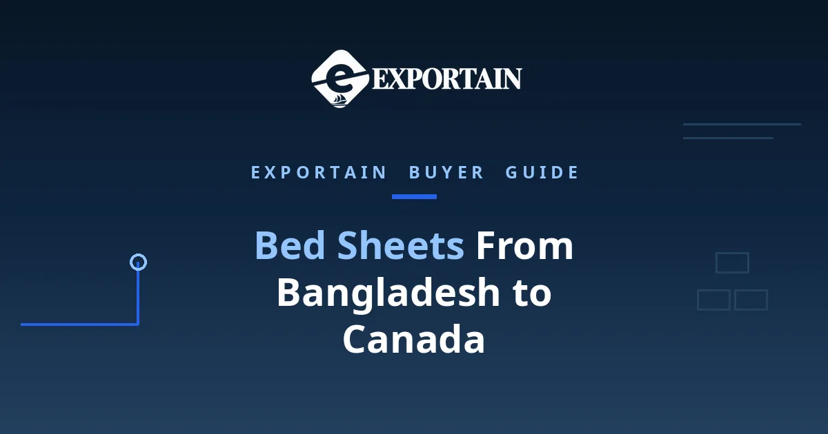 Navy title card: Bed Sheets From Bangladesh to Canada, with Bed Sheets highlighted