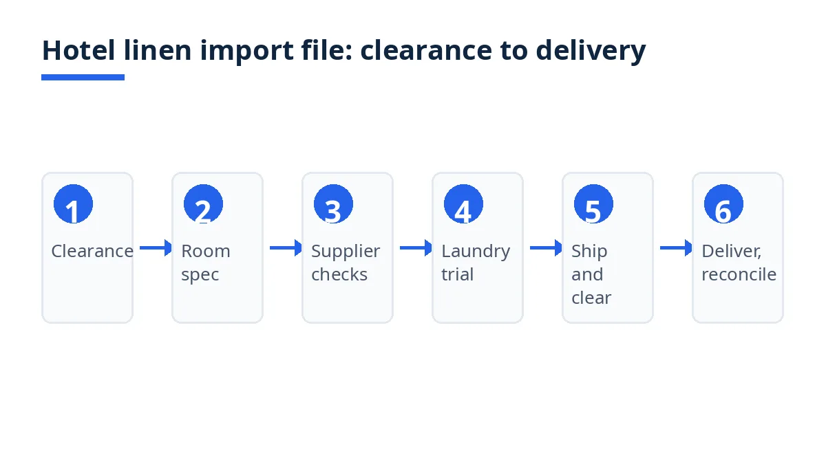 Hotel linen import roadmap in six stages from clearance file to delivery