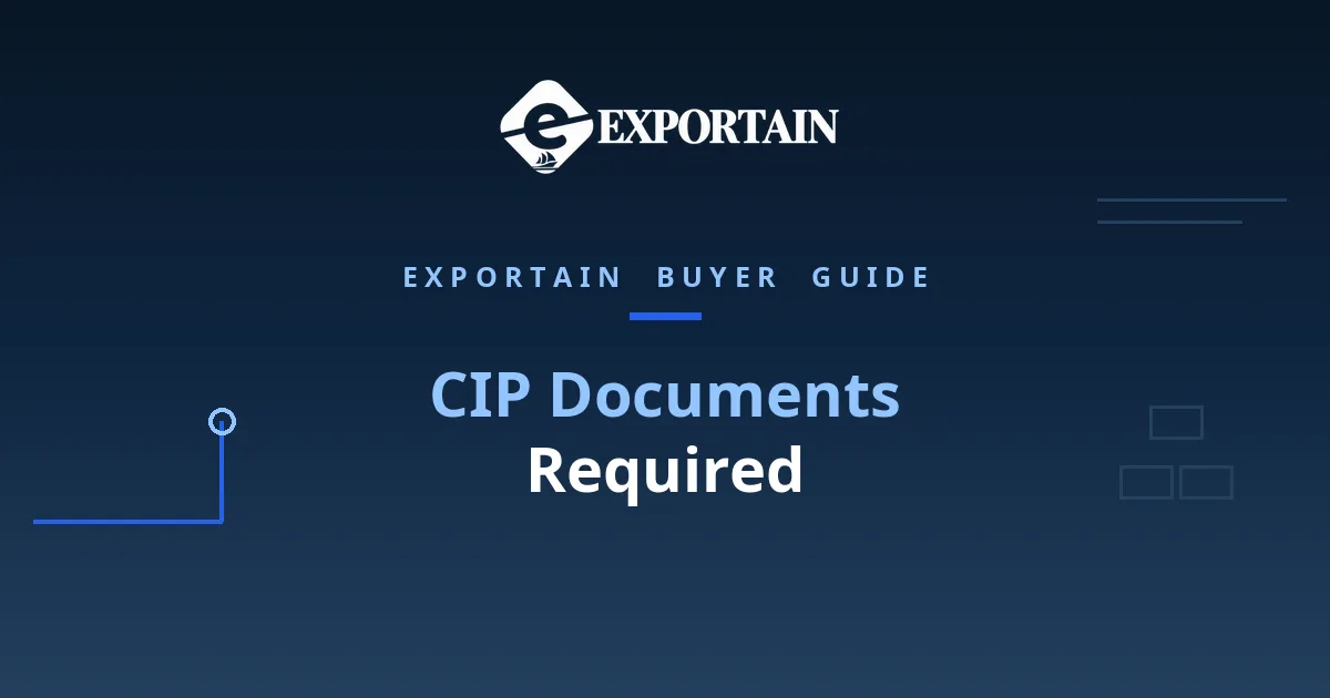 Navy title card: CIP Documents Required, with CIP Documents highlighted