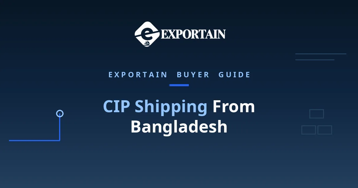 Navy title card: CIP Shipping From Bangladesh, handover, insurance and costs