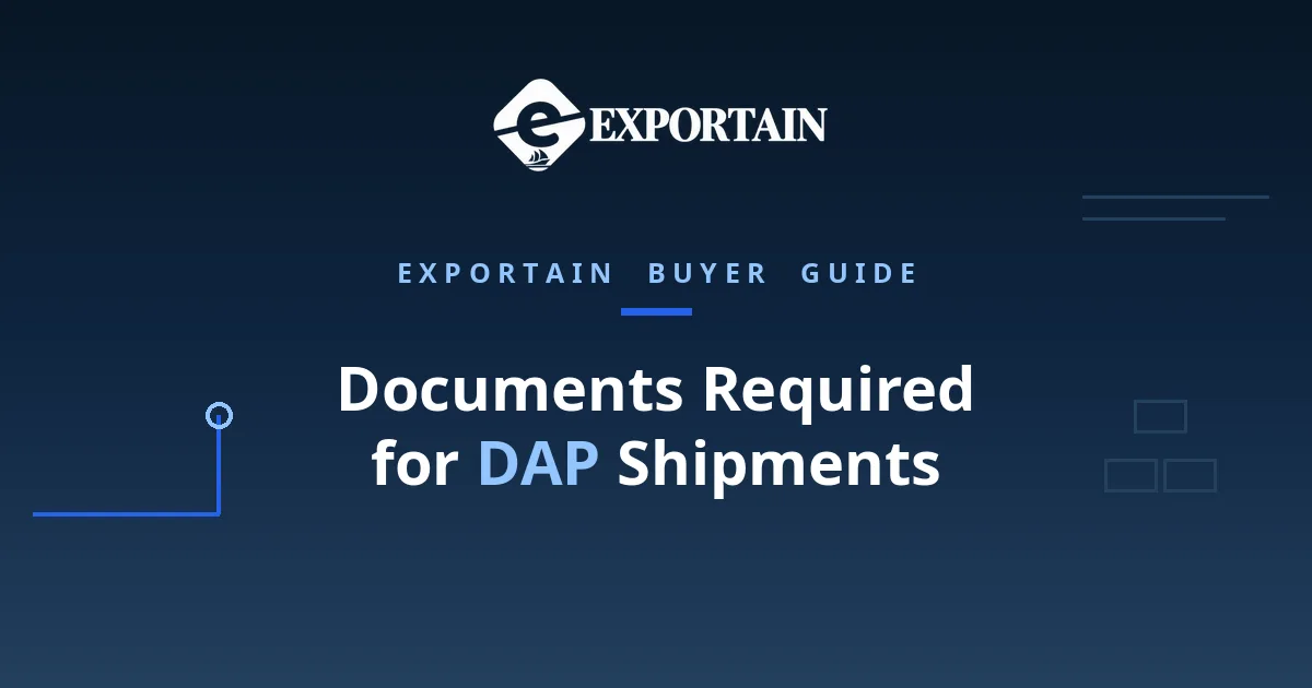 Navy title card: Documents Required for DAP Shipments, with DAP highlighted