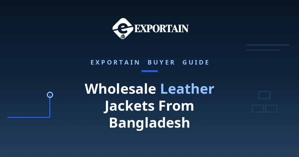 Navy title card: Wholesale Leather Jackets From Bangladesh, prices, MOQ and supplier checks