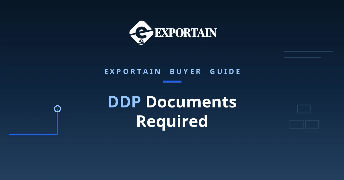 Navy title card: DDP Documents Required, with DDP highlighted