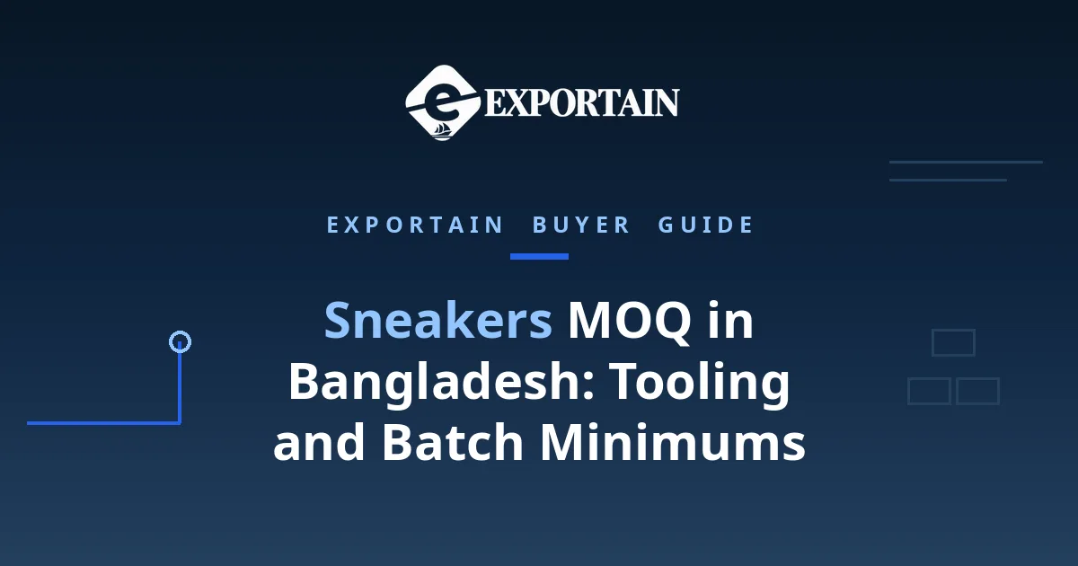 Navy title card: Sneakers MOQ in Bangladesh, tooling and batch minimums