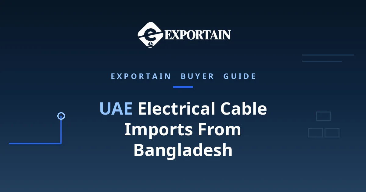 Navy title card: UAE electrical cable imports from Bangladesh, Jebel Ali entry and conformity