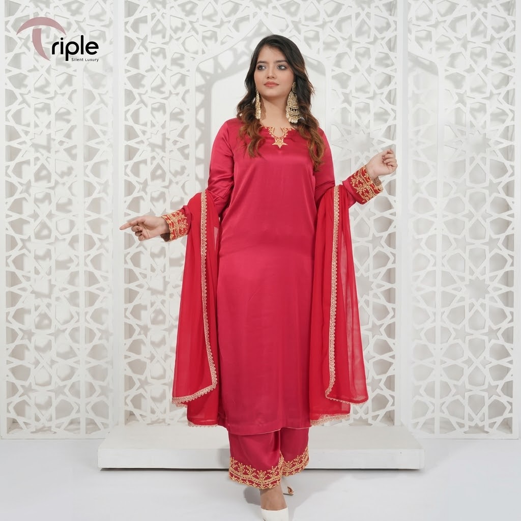 Exclusive Embroidered Silk Salwar Kameez Suit, photo 3
