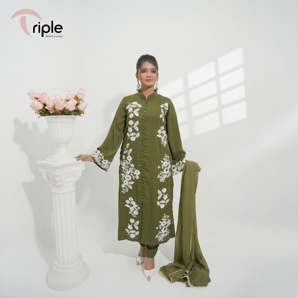 Exclusive Embroidered Silk Salwar Kameez Suit, photo 2